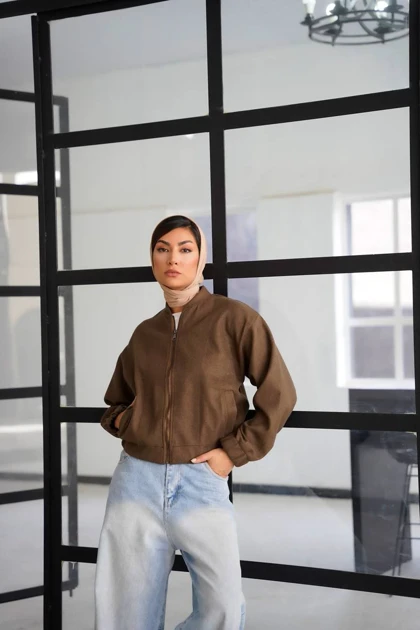 بامبر ژاکت زنانه سبک جنس فوتر دو تن قد 55