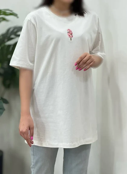 تیشرت زنانه گلدوزی دونات