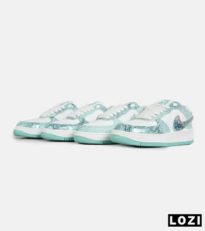 کفش کتانی مردانه و زنانه سفید آبی سبز NIKE dunk low steam puppet