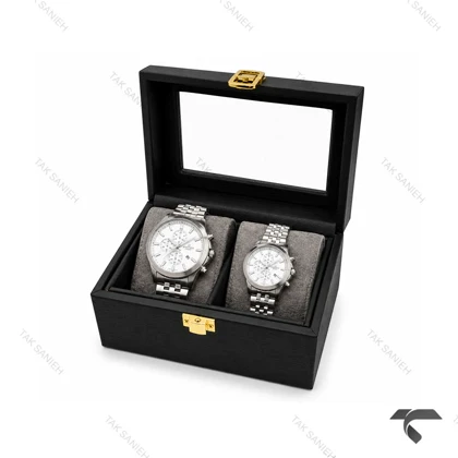 جعبه ساعت ست مشکی طوسی چرمی Watches-Box-Set-10779-S