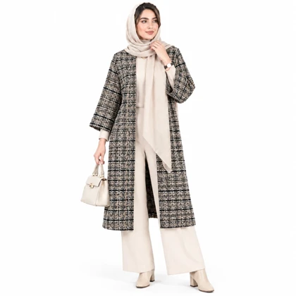 مانتو زنانه چهارخونه شانل ترک پاییزی