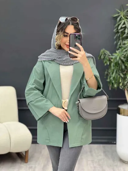 مانتو برش هلالی دو جیب نما