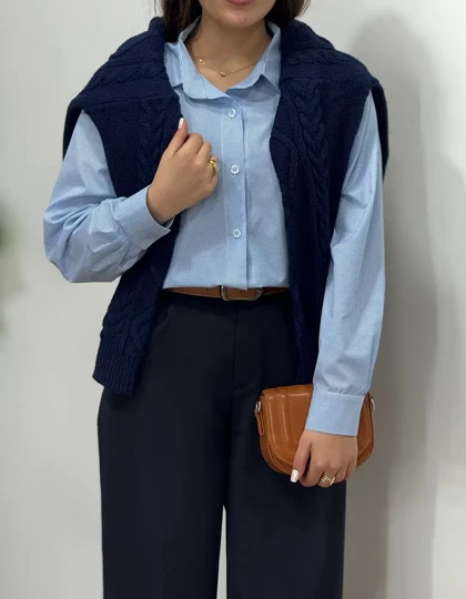 شومیز راه راه بیسیک ساتین