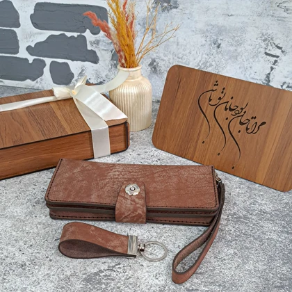کیف پول چرم مردانه چرم طبیعی مدل جاموبایلی دار پتینه عسلی