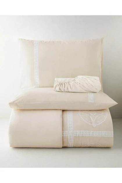 سرویس روتختی دو نفره English Home مدل Serenity Dama پنبه - کرم