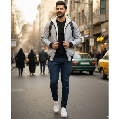 کاپشن ضدآب داخل خزتدی-طوسی ویژه