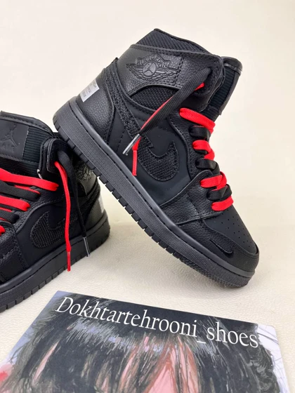 کتانی ساق‌دار زنانه نایکی جردن وان نیو بلک 1 NIKE AIR JORDAN کد 912 دختر طهرونی