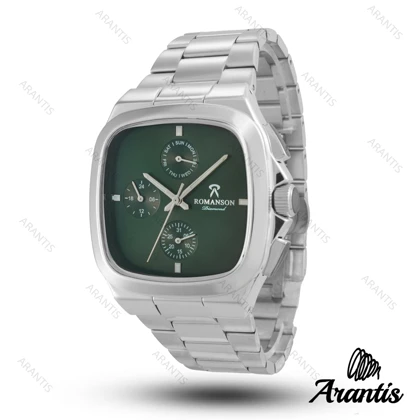 ساعت رومانسون مردانه دایمند سه موتوره مردانه صفحه سبز m-10056