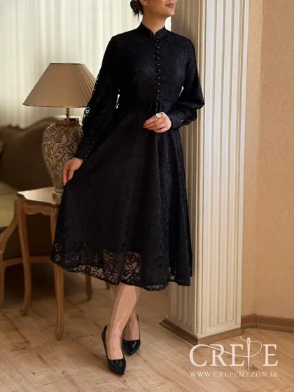 پیراهن گیپور کمربند دار