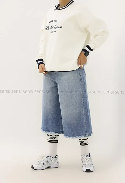 شلوارک جین واید قد 80کد1004174