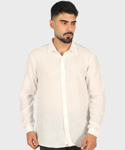 پیراهن لینن مردانه ساده 4409