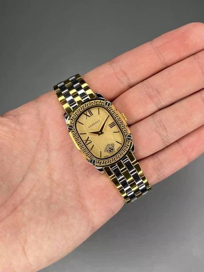 ساعت مچی ورساچه دورحکاکی دو رنگ سیلورطلایی صفحه طلایی Versace
