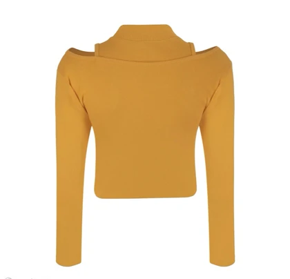 کراپ تاپ زنانه پپا مدل Layer رنگ زرد