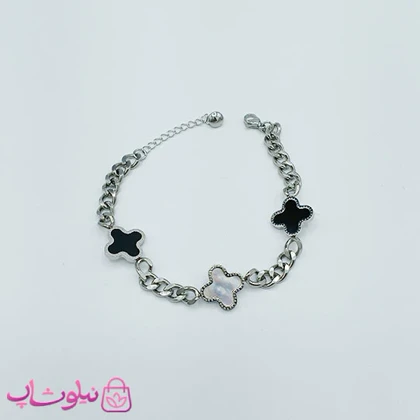 دستبند دخترانه مدل ونکلیف دو رو نقره ای کد1897