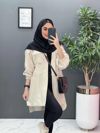 مانتو لینن آستین کش چهار جیب
