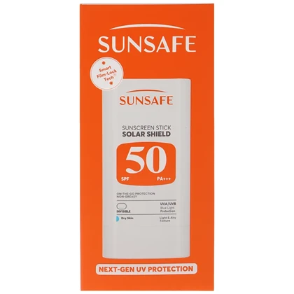 ضد آفتاب صورت و بدن بی رنگ سان سیف مدل Solar Shield SPF50 پوست خشک
