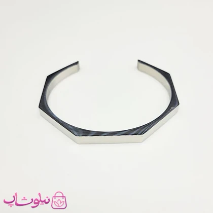 دستبند بنگل مردانه مدل سون نقره ای رنگ کد 370