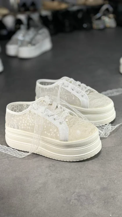 6578K - کتانی عروس دانتل بلند 6578K