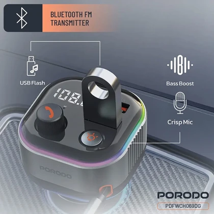 شارژر فندکی و فرستنده FM پورودو Porodo مدل PDFWCH069DG توان 65 وات