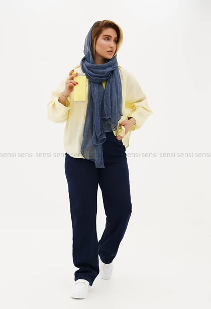 شلوار جین نیم بگ رگولارکد1005006