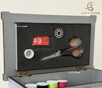 جعبه لوازم خیاطی چوبی طرح کلاسیک طوسی