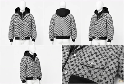 کاپشن ترکیبی زیپ و دکمه Gucci