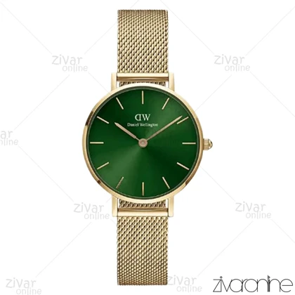 ساعت دنیل ولینگتون زنانه طلایی صفحه سبز بند حصیری 103920