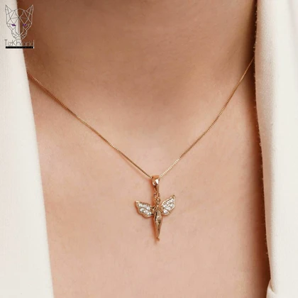 پلاک فرشته دعاگو طلایی ژوپینگ