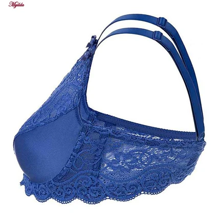 سوتین زنانه لین مدل توری استرج آبی کد 4680-614