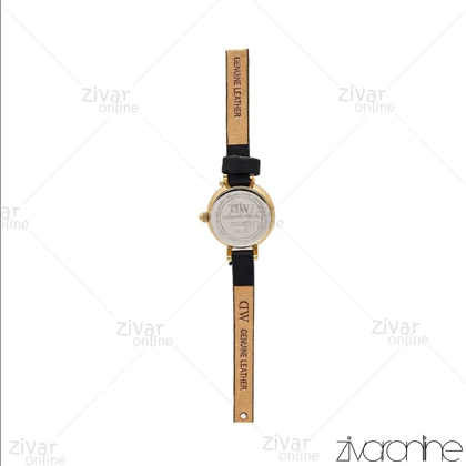 ساعت دنیل ولینگتون زنانه گرد مینی قاب طلایی صفحه سفید بند چرم 107132