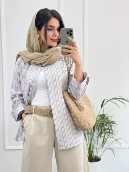 مانتو لینن راه راه آنه