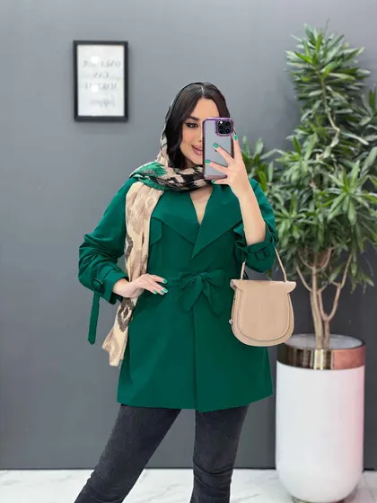 مانتو لینن پشت ژیله کمربندی