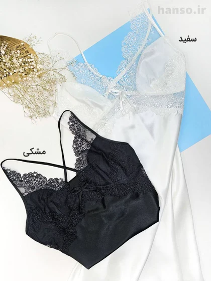 لباس خواب ساتن زنانه سه تکه اما EMA