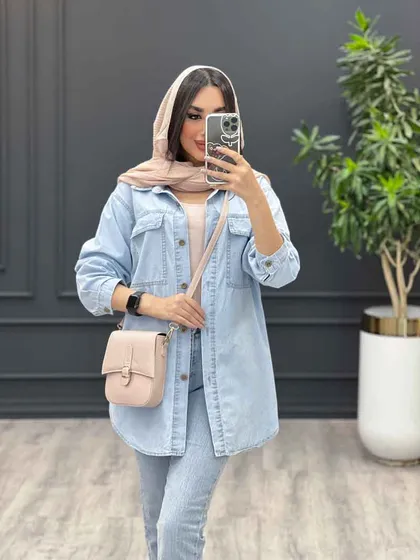 مانتو جین کاغذی دو جیب پاکتی