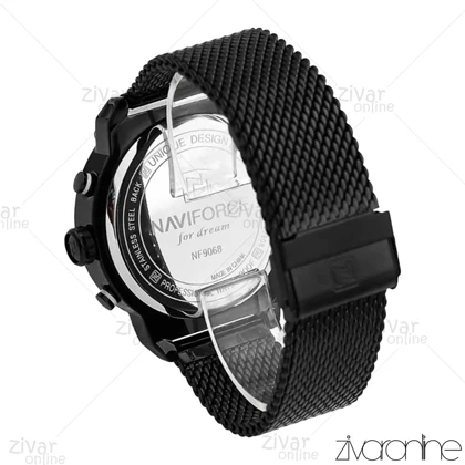 ساعت اورجینال ناوی فورس NaviForce مردانه سه موتوره مشکی بند حصیری 107006