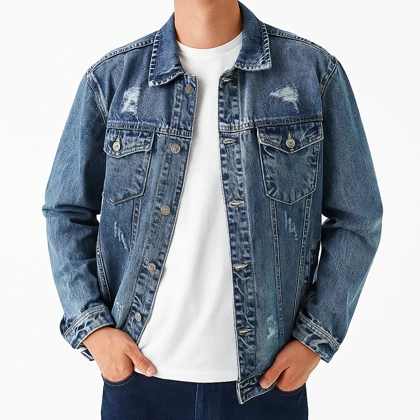 کت جین مردانه زاپ‌داررنگ آبی تیره استایل خیابانی، خاص و همیشه جذاب 2025