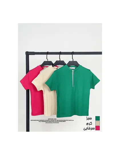 کراپ دخترانه مدل نیم زیپ
