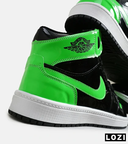 کفش کتانی مردانه و زنانه ساق‌دار مشکی سبز NIKE jordan 1 مدل 6221