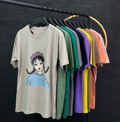 تیشرت زنانه نخ پنبه طرح دختر