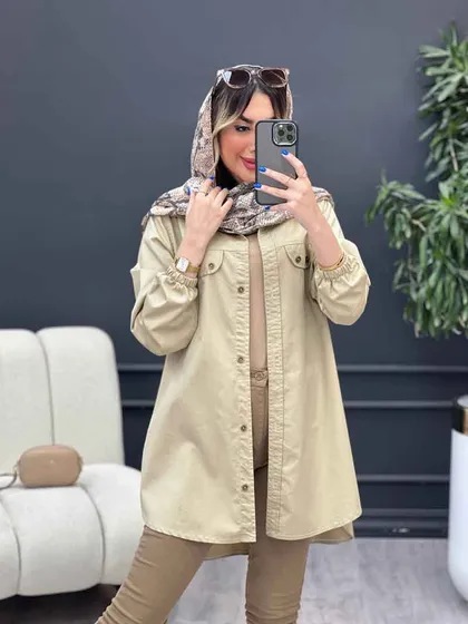 مانتو جیب نما بغل زیپ طنین