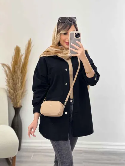 مانتو دکمه مخفی برش‌دار