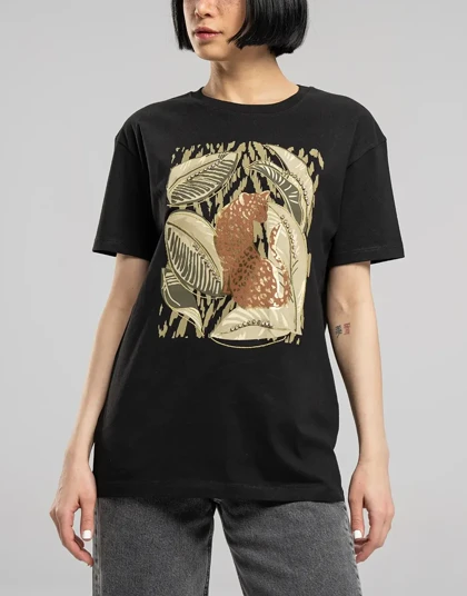 ترکیب چاپ و گلدوزی و نگین برگ و ببر