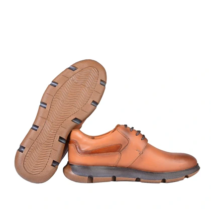 کفش چرم عسلی مردانه مدل برادا