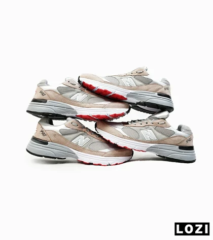 کفش کتانی بزرگ پا طوسی کرم NEW BALANCE 993