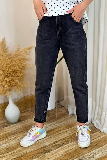 شلوار مام فیت ذغالی کد 1626