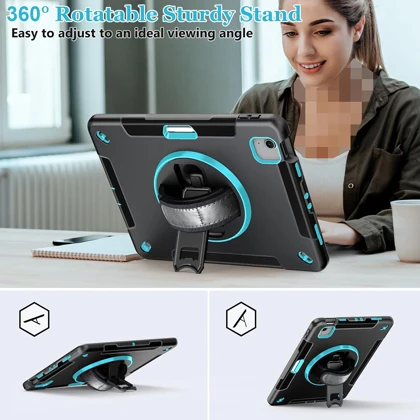 کاور محافظ آیپد پرو 10 اینچ 2022 کوتسی IP-038 با پایه نگهدارنده چرخشی و بند دستی