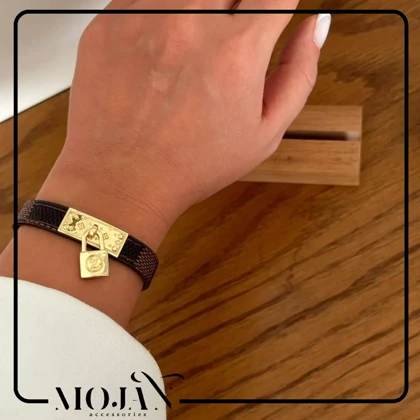 دستبند چرمی زنانه کد dzch1010