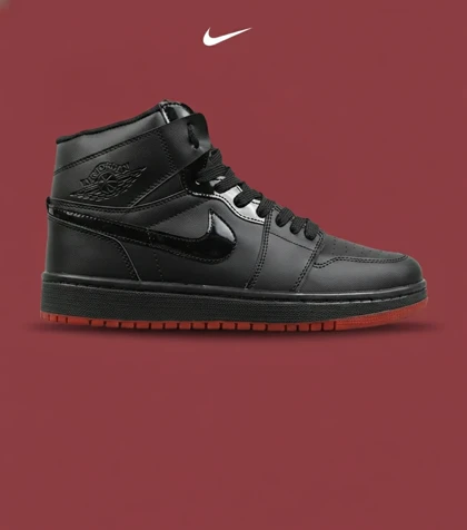 کفش کتانی ساق‌دار مردانه و زنانه مشکی قرمز NIKE jordan 1 مدل 8775