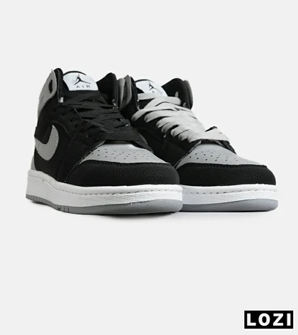 کفش کتانی ساق‌دار مردانه و زنانه مشکی طوسی NIKE jordan 1 مدل 7698
