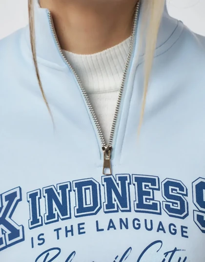 اوور سایز نیم زیپ چاپ دار